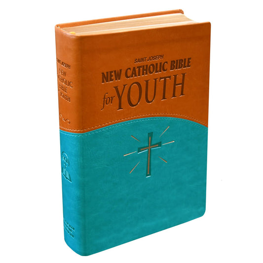 Book cover of NCB New Catholic Bible, Medium Size,Youth Bible - Gift Edition - Blue and Brow
