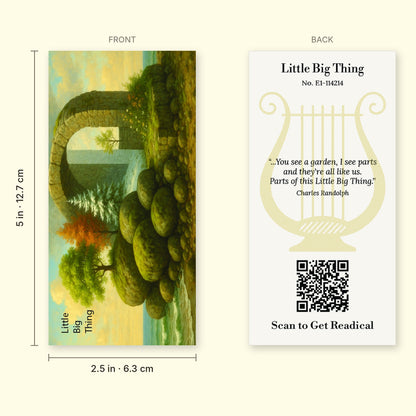 Front and back of the Little Big Thing V2 bookmark with dimensions, 2.5 x 5 inches (6.4 x 12.7 cm)