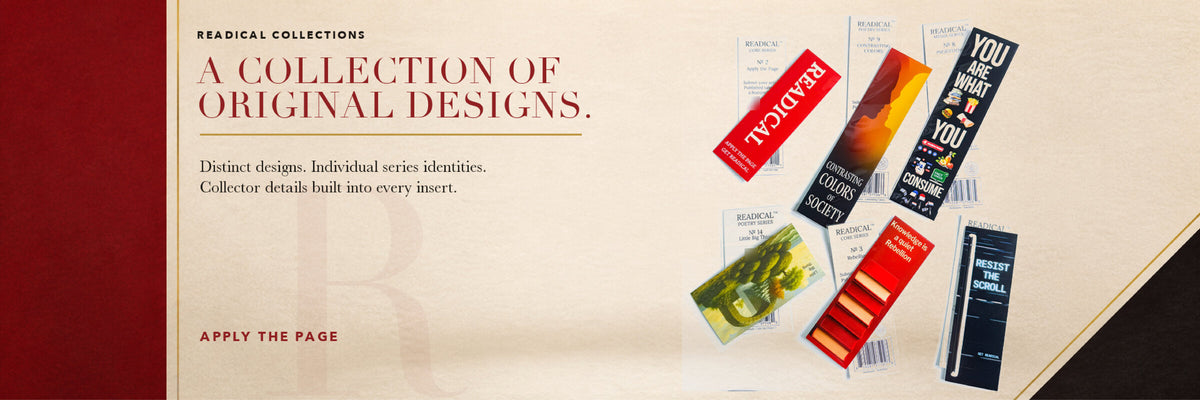 A collection of original Readical bookmark designs