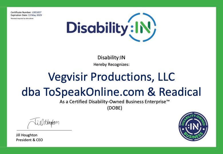 Readical Disability-Owned Business Enterprise certification